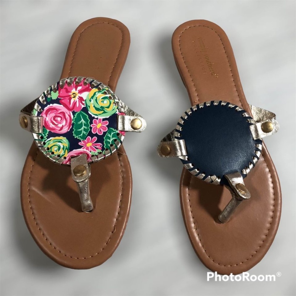 Simply Southern reversible floral flip flop Thong Sandals size 6 - Picture 9 of 10
